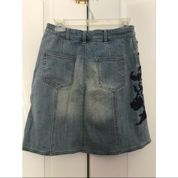 Anthropologie embroidered denim miniskirt - Picture 2 of 3